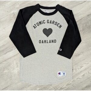 Atomic Garden Heart Tee‎ Oakland #13-Medium Champion Baseball 3/4 Sleeve Shirt